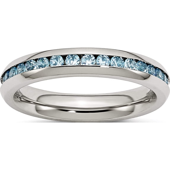 Stainless Steel Polished 4mm December Teal Cz Ring (Size 7) Made In China sr130-7