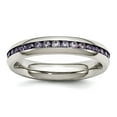 thumbnail image 1 of Stainless Steel Polished 4mm February Purple Cubic Zirconia Ring Size 7 Ring for Women, 1 of 2