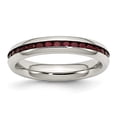 thumbnail image 1 of Stainless Steel 4mm January Dark Red CZ Ring, 1 of 6