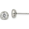 thumbnail image 1 of Stainless Steel Polished 5mm Bezel Cz Stud Post Earrings (6.9 X 6.9) Made In China sre1069, 1 of 5