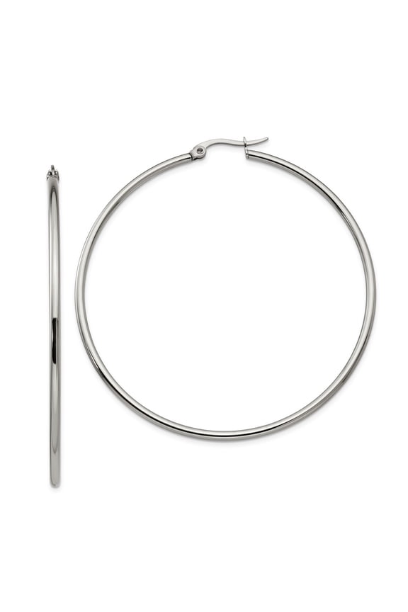 Stainless Steel Polished 60mm Hoop Earrings