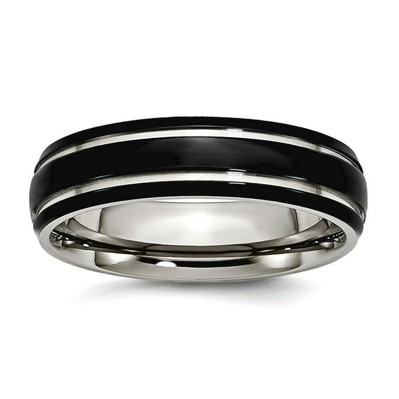 Stainless Steel Polished 6mm Black Plated Band Ring Size 9.5 Ring for Women and Men