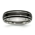 thumbnail image 1 of Stainless Steel Polished 6mm Black-plated Band Ring - Size 12, 1 of 2