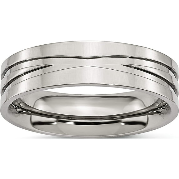 Stainless Steel Polished 6mm Grooved Band (Size 13) Made In China sr99-13