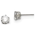 thumbnail image 1 of Stainless Steel Polished 6mm Round CZ Stud Post Earrings, 1 of 7