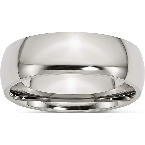Stainless Steel Polished 7mm Half Round Band (Size 11.5) Made In China sr22-11.5