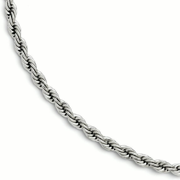 Chisel Stainless Steel Polished 7mm 9 inch Rope Bracelet