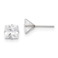 thumbnail image 1 of Stainless Steel Polished 7mm Square CZ Stud Post Earrings, 1 of 6