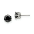 thumbnail image 1 of Stainless Steel Polished 8mm Black Round CZ Stud Post Earrings; for Adults and Teens; for Women and Men, 1 of 3