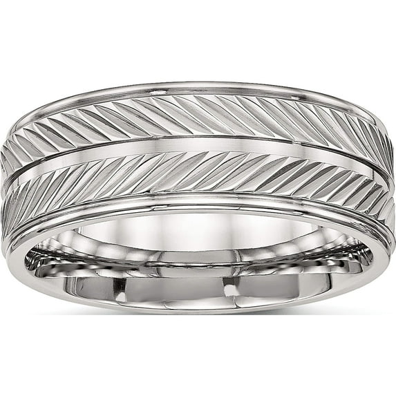 Stainless Steel Polished 8mm Grooved Ring (Size 12.5) Made In China sr488-12.5