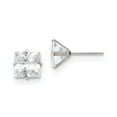 thumbnail image 1 of Stainless Steel Polished 8mm Square CZ Stud Post Earrings, 1 of 7