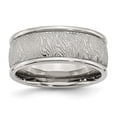 thumbnail image 1 of Stainless Steel Polished 9mm Textured Rounded Edge Ring - Size 9, 1 of 2