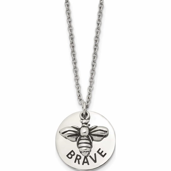 Stainless Steel Polished And Enameled Bumble Bee Brave 22In Necklace Made In China -Jewelry By Sweet Pea