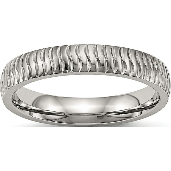 Stainless Steel Polished And Textured 4mm Band (Size 13) Made In China sr492-13