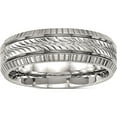 thumbnail image 1 of Stainless Steel Polished And Textured 7mm Grooved Band (Size 7) Made In China sr499-7, 1 of 5