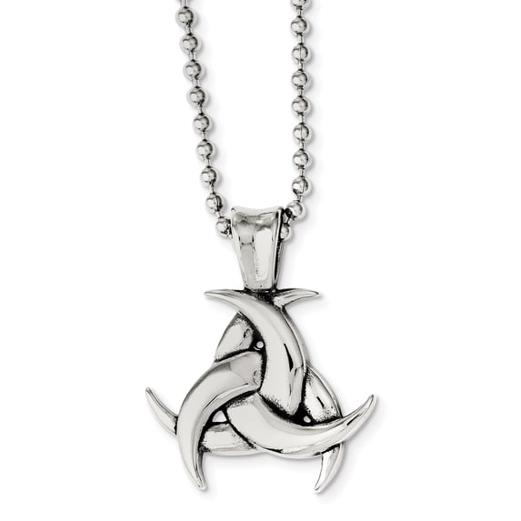 Stainless Steel Polished & Antiqued Celtic Knot 22in Necklace