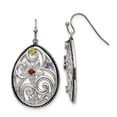 thumbnail image 1 of Stainless Steel Polished Antiqued Multicolor Cubic Zirconia Earrings - Measures 23mm Wide, 1 of 2