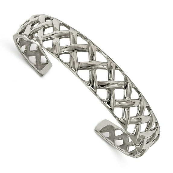 Stainless Steel Polished Bangle Bracelet - Measures 14mm Wide