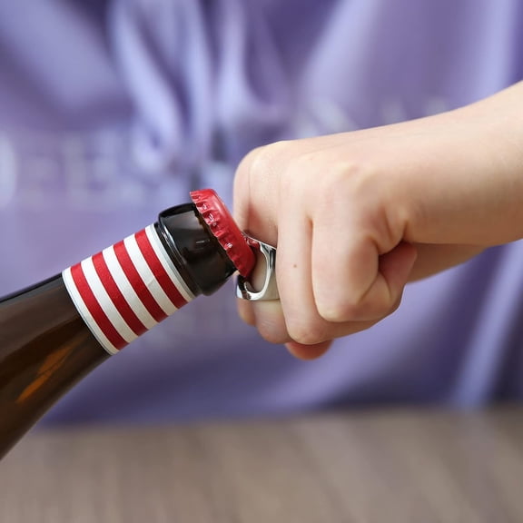 Stainless Steel Polished Beer Bottle Opener Ring
