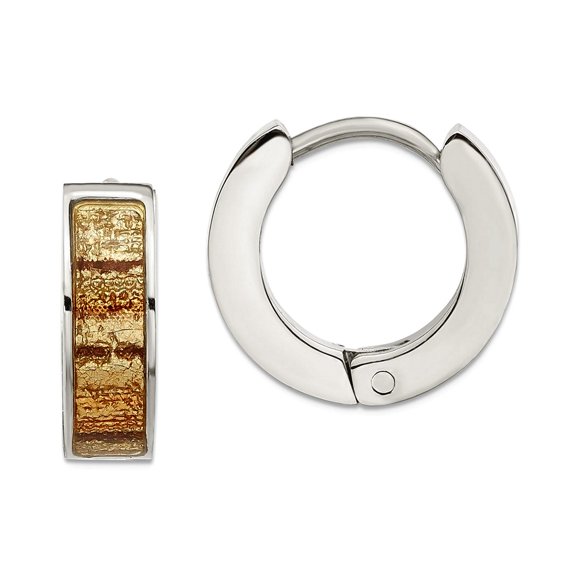 Stainless Steel Polished Birch Enameled Hinged Hoop Earrings 12.5x13.55mm Wide 4mm Thick - Hoop Earring for Women