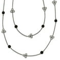 thumbnail image 1 of Stainless Steel Polished Black Acrylic Bead Necklace - 33 Inch, 1 of 2