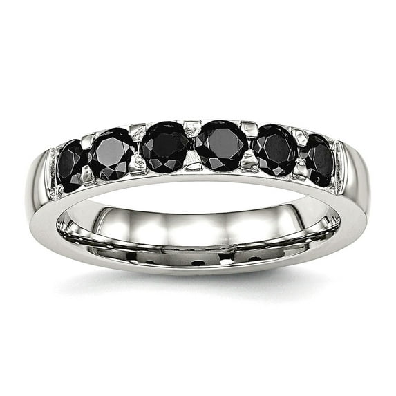 Stainless Steel Polished Black Cubic Zirconia 4.00mm Band Ring Size 6 Ring for Women and Men