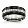 thumbnail image 1 of Stainless Steel Polished Black Ceramic CZ Beveled Edge Ring Size: 10; for Adults and Teens; for Women and Men, 1 of 7