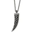 thumbnail image 1 of Stainless Steel Polished Black Glass Enamel Crystal Horn Necklace - 28 Inch, 1 of 2