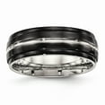 thumbnail image 1 of Stainless Steel Polished Black IP Ridged Edged Ring Size: 12; for Adults and Teens; for Women and Men, 1 of 6