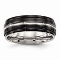 thumbnail image 1 of Stainless Steel Polished Black IP Ridged Edged Ring, 1 of 6