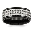 thumbnail image 1 of Stainless Steel Polished Black IP-plated 9mm Studded Band, 1 of 7