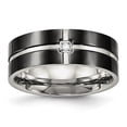 thumbnail image 1 of Stainless Steel Polished Black IP-plated CZ Grooved 8mm Comfort Fit Band, 1 of 8