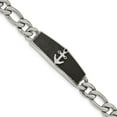 thumbnail image 1 of Stainless Steel Polished Black IP-plated Laser cut Anchor 8.5in Chain Bracelet; for Adults and Teens; for Women and Men, 1 of 3