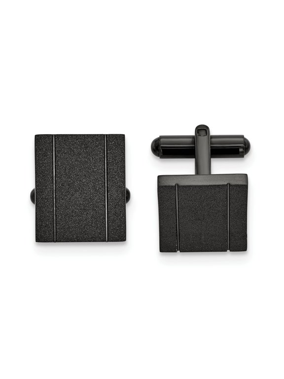 Stainless Steel Polished Black IP-plated Laser cut Cuff Links