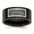 thumbnail image 1 of Stainless Steel Polished Black IP-plated w/Grey Wire Inlay 10mm Band, 1 of 8