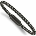thumbnail image 1 of Stainless Steel Polished Black Ip Braided Wire & Rubber 8.25In Bracelet (8.25 X 5.1) Made In China -Jewelry By Sweet Pea, 1 of 6