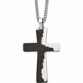 thumbnail image 1 of Stainless Steel Polished Black Ip Etched Broken Prayer Cross 24In Necklace (24 X 34.5) Made In China -Jewelry By Sweet Pea, 1 of 4