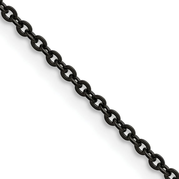 Stainless Steel Polished Black Ip-Plated 2.3mm 22In Cable Chain (22 X 2.3) Made In China srn228bp-22
