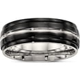 thumbnail image 1 of Stainless Steel Polished Black Ip-Plated 8mm Ridged Edged Band (Size 8.5) Made In China sr579-8.5, 1 of 5