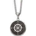 thumbnail image 1 of Stainless Steel Polished Black Ip-Plated Compass 22In Necklace (22 X 30.2) Made In China srn2968-22, 1 of 4