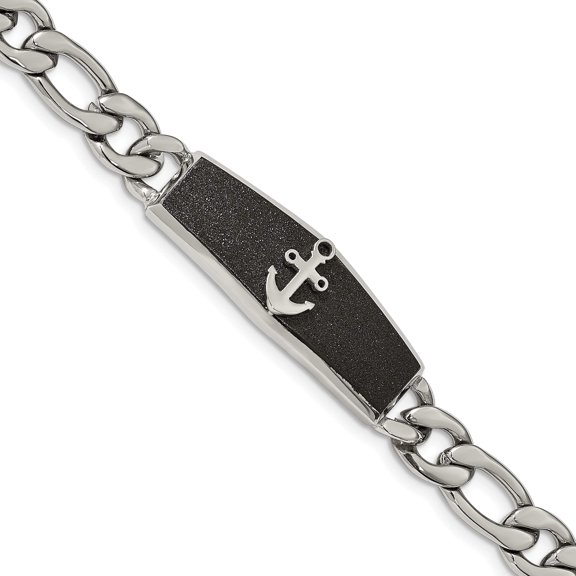 Stainless Steel Polished Black Ip-Plated Laser Cut Anchor 8.5In Bracelet Made In China srb1925-8.5