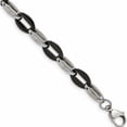 thumbnail image 1 of Stainless Steel Polished Black Ip Plated Oval Link 7.5In Bracelet Made In China -Jewelry By Sweet Pea, 1 of 8