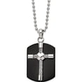 thumbnail image 1 of Stainless Steel Polished Black Ip-Plated Wire Cross Dog Tag 24In Necklace (24 X 25.2) Made In China srn2937-24, 1 of 4