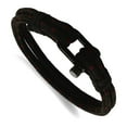 thumbnail image 1 of Stainless Steel Polished Black Ip Plated Woven Nylon Cotton Bracelet 8.5 Inch 8.5mm Wide Link Bracelet for Women, 1 of 2