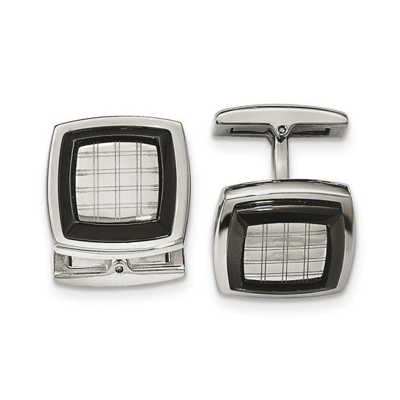 Stainless Steel Polished Black Ip-plated Cuff Links - Measures 19mm Wide