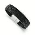 thumbnail image 1 of Stainless Steel Polished Black Leather Bracelet, 1 of 1