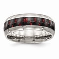 thumbnail image 1 of Stainless Steel Polished Black/Red Carbon Fiber Inlay Ring Size: 7; for Adults and Teens; for Women and Men, 1 of 6