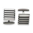 thumbnail image 1 of Stainless Steel Polished Black Rubber Square Cuff Links, 1 of 1