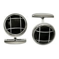 thumbnail image 1 of Stainless Steel Polished Black Semi-Precious Stone Round Cuff Links, 1 of 6