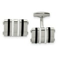 thumbnail image 1 of Stainless Steel Polished Black/White Rubber Bands Rectangle Cuff Links, 1 of 7